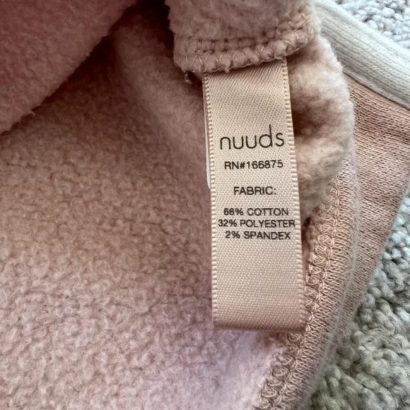 Nuuds Striped Crewneck Sweatshirt Womens XL Pink Fleece Varsity Logo Pullover - Picture 9 of 16